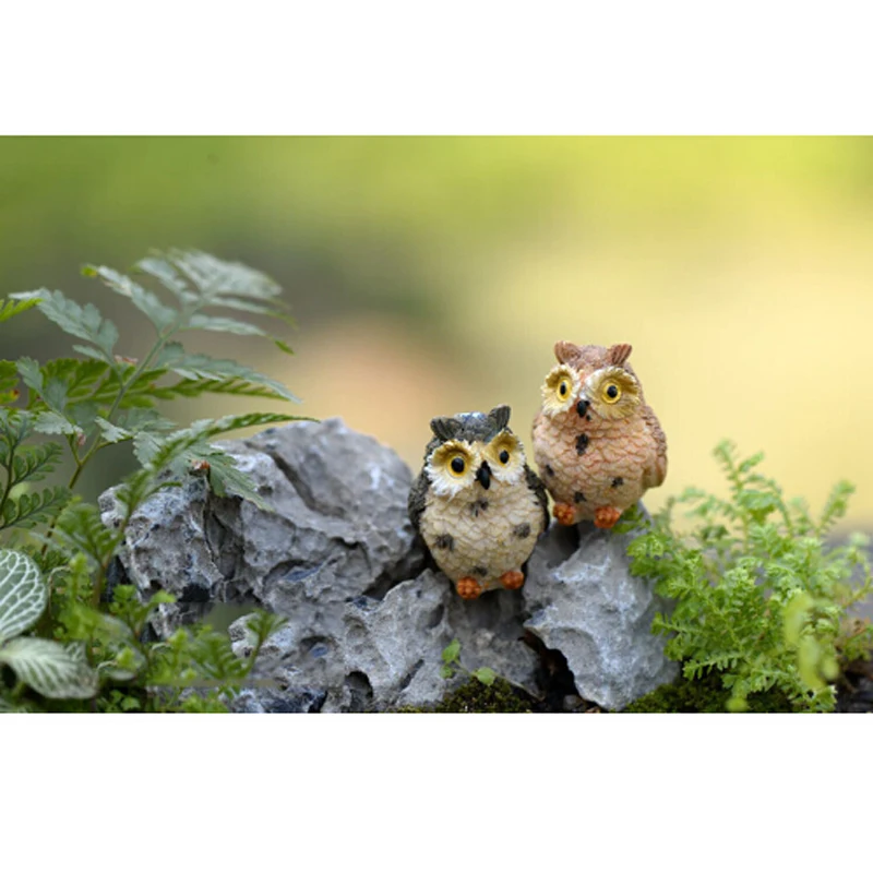 4Pc Leuke Uilen Beeldjes Hars Miniaturen Figurine Craft Bonsai Potten Thuis Fairy Tuin Ornament Decoratie Terrarium Decor - купить по