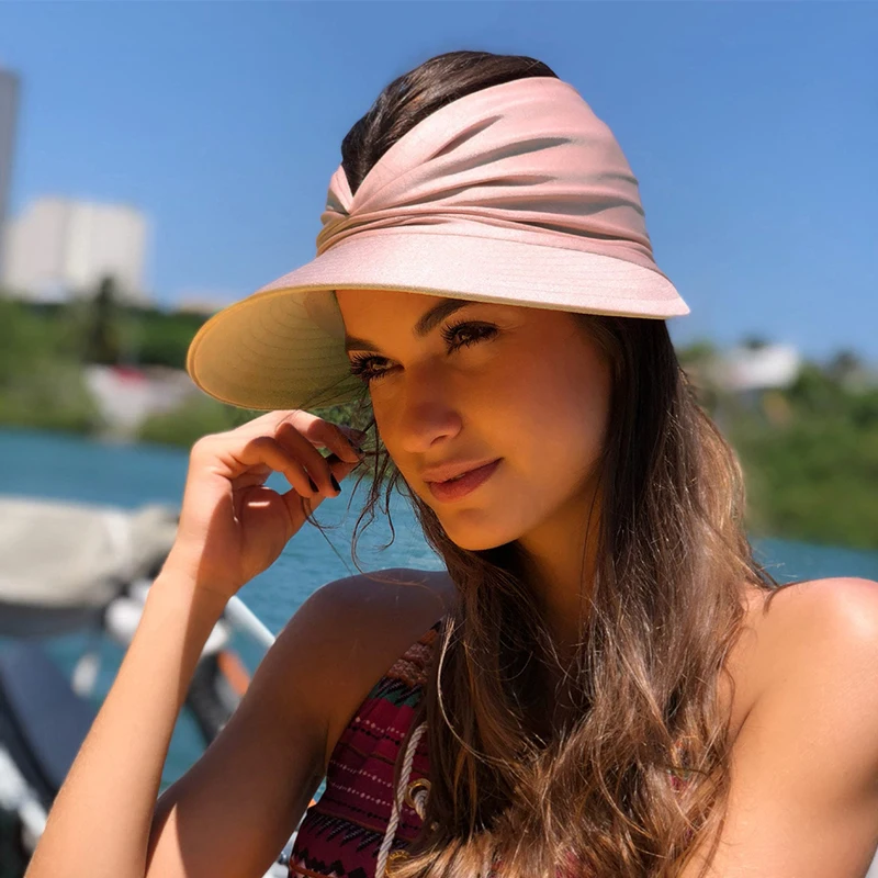 

Sun Hats for Women UV Protection Sun Visor Wide Brim Summer Hats with Ponytail