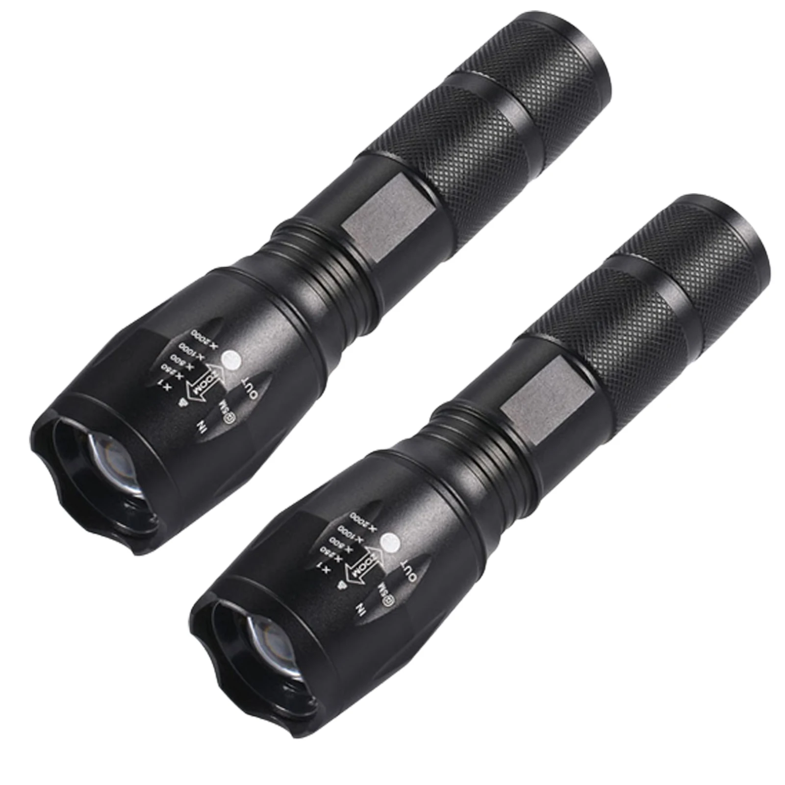 

2pcs Night Fishing Riding Search Anti Slip Work Hiking Portable Handheld Super Bright Aluminum Alloy XPE Zoomable Led Flashlight