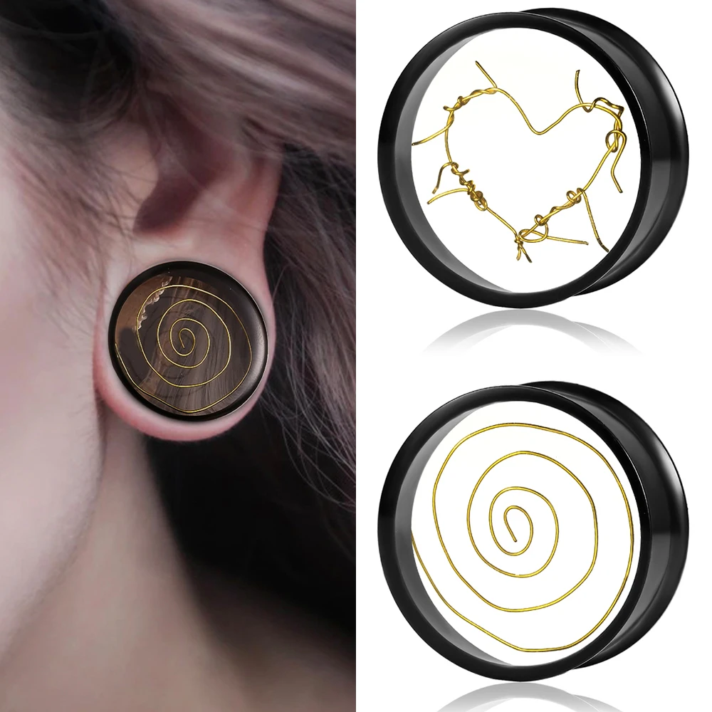 

Doearko 2PCS New Fashion Heart Ear Gauges Tunnels 316 Stainless Steel Hypoallergenic Hot Piercing Body Jewelry