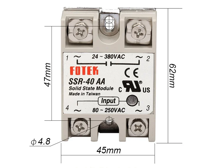 

SSR-10AA SSR-25AA SSR-40AA SSR-60AA SSR-75AA SSR 10A 25A 40A 60A Solid State Relay Module For Temperature Control