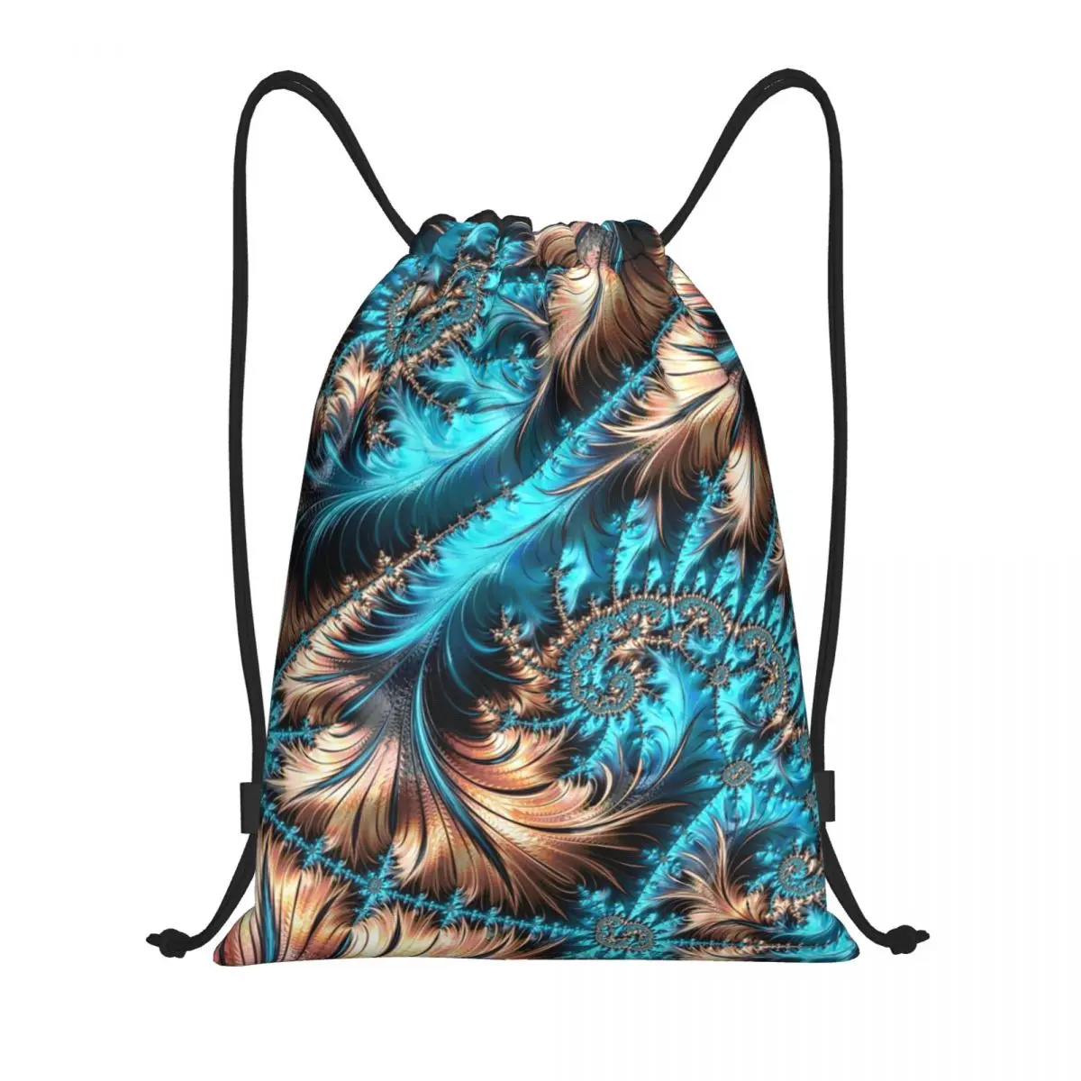 

Geometric Gems Patterns Turquoise Drawstring Bags Training Yoga Backpacks Elegant Copper And Teal Fractal Sixteen Gym Sackpack