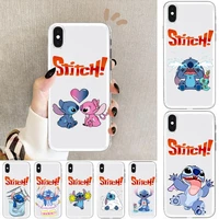 cute stitch transparent phone case for xiaomi redmi note 10 9s 8 7 6 5 a pro t y1 anime cover silicone pre funda