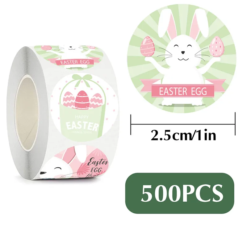 

500Pcs Easter Round Natural Kraft Handmade with Love Sticker Packaging Gift Box Candy Dragee Chocolate Box Cookie Bag Sticker