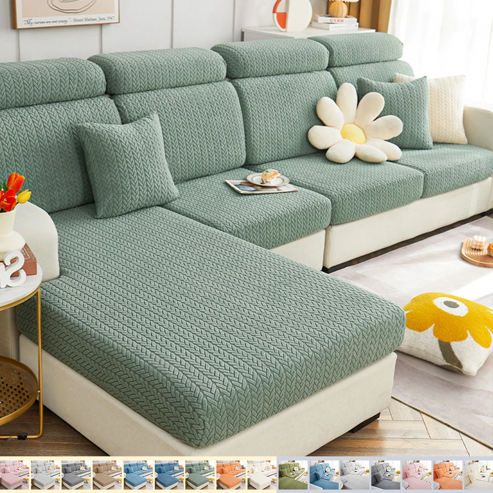 

Jacquard Sofa Cushion Cover Furniture Protector Cover Dustproof Removable Seat Sofa Cover L-shaped 1/2/3/4 Seat for Pet Kids