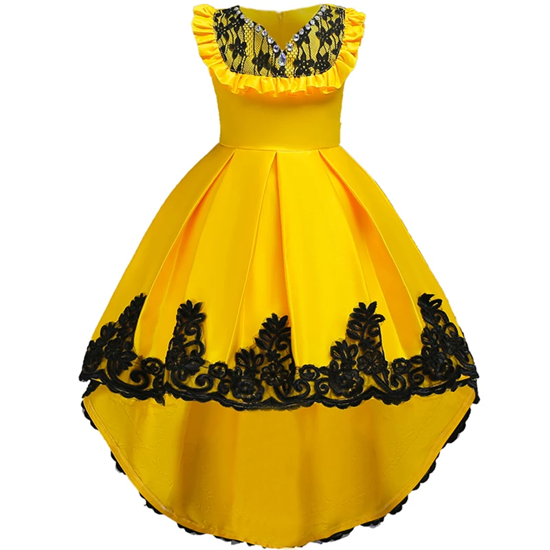 

Christmas Princess Dress Gorgeous Flower Diamond Satin Girls Wedding Pageant Party Formal Prom Gowns 3-15 years Kid girl clothes