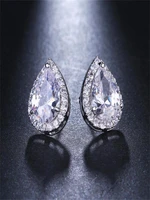 fashion water heart zircon earrings