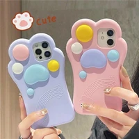 cute pink blue cat paw 3d phone cases for iphone 13 12 11 pro max xr xs max 8 x 7 se 2020 back cover
