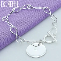 doteffil 925 sterling silver round brand pendant bracelet chain for woman charm wedding engagement party fashion jewelry