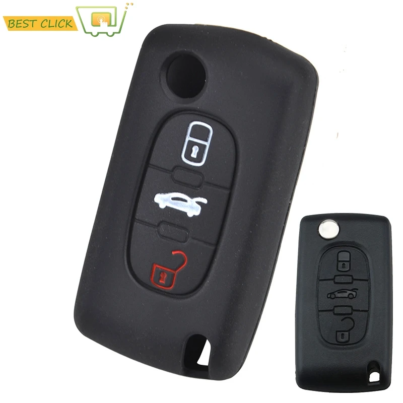 

3-кнопочный силиконовый чехол для ключей для Peugeot 207 307 308 607 CC CW Expert Partner Tepee, защитный чехол для брелока без ключа