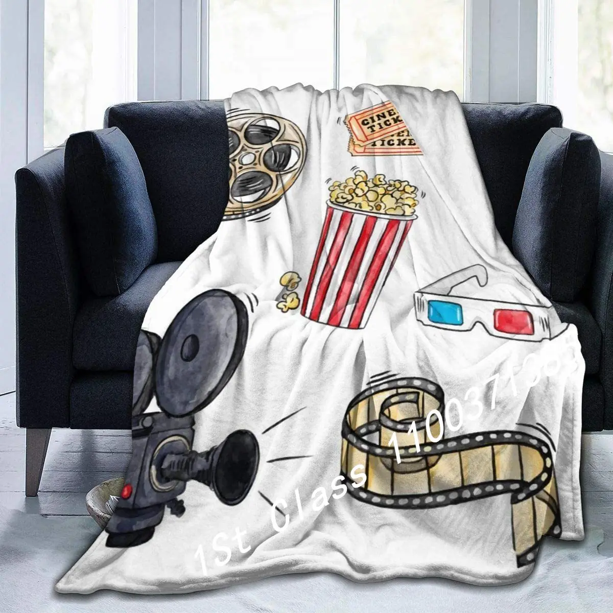 

3D Popcorn Film Throw Blanket for Kids Baby Soft Blanket for Adults Men