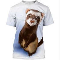 summer new 3d printing t shirt animal lovely ferret mens and womens t shirt printing casual t shirt o neck short sleeve top