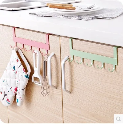 

Крючок для двери кухонного шкафа, 5 крючков, без гвоздей, многофункциональный крючок для двери, для ванной комнаты, кованый железный крючок