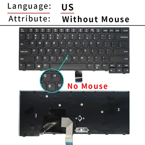 Новая клавиатура США/RU для ноутбука Lenovo Thinkpad E470 E470C E475, с русской точкой