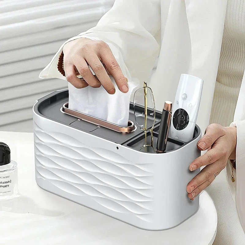 

Key Remote Modern Living Tissue Organizer Napkin Room Box Paper Luxury Box Creative Home Storage Decor Bedroom Light Control