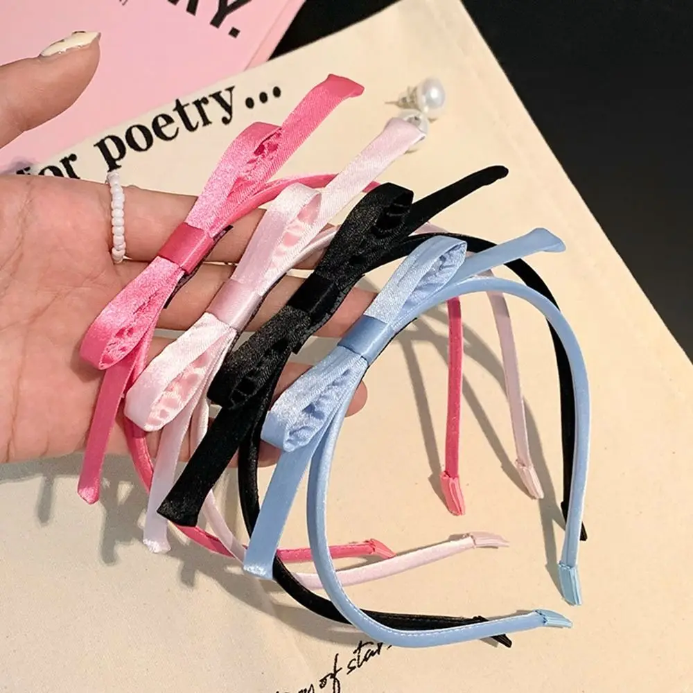 

New Sweet Girl Bow Satin Ribbon Headband Hair Hoop Cute Princess Headwear Elegant Hair Styling Accessories