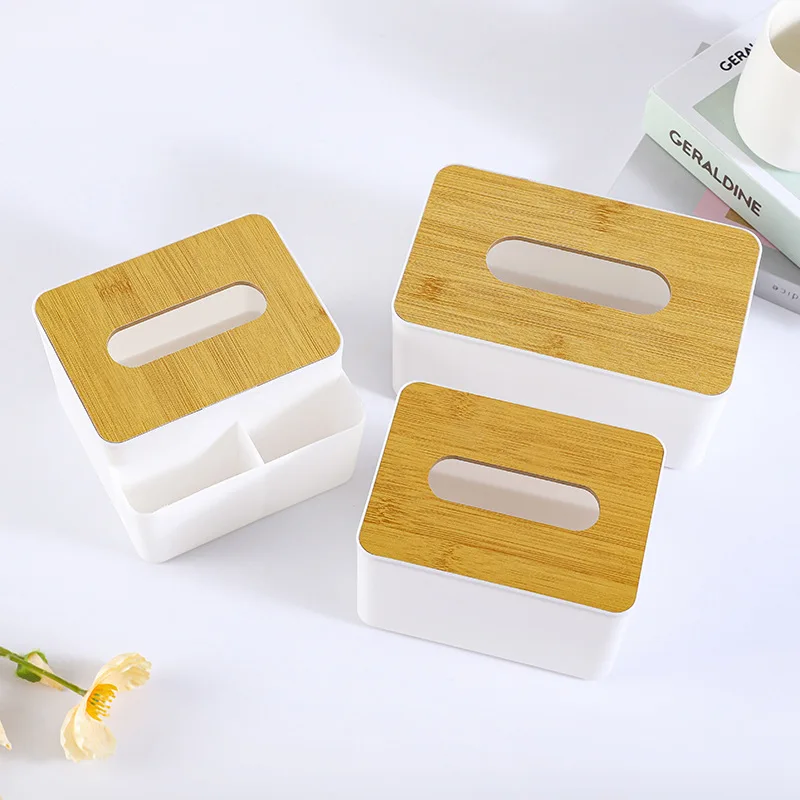 

Japanese-style Wooden Cover Removable Tissue Box Desktop Dining In Restaurant Living Room Rectangle Napkins Holder Tissue Boxes