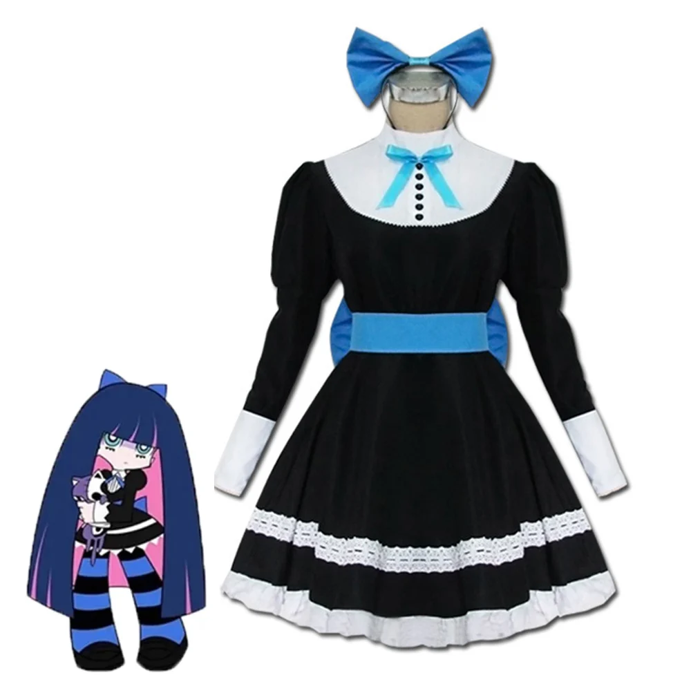 

Anime Panty Stocking with Garterbelt Stocking Anarchy Autumn Maid Women Cosplay Costume Lolita Dress Belt Headwaer Hallowen