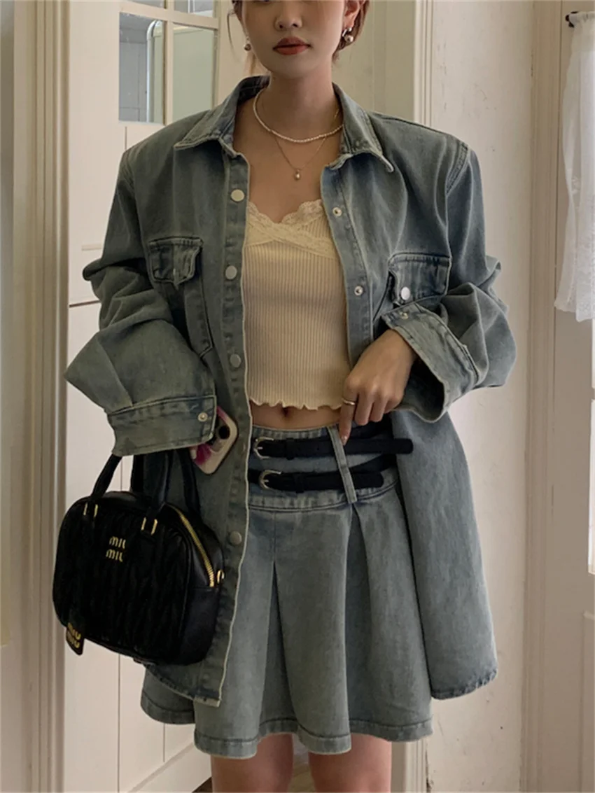 Женские джинсовые костюмы Alien Kitty в стиле ретро свободная джинсовая куртка с