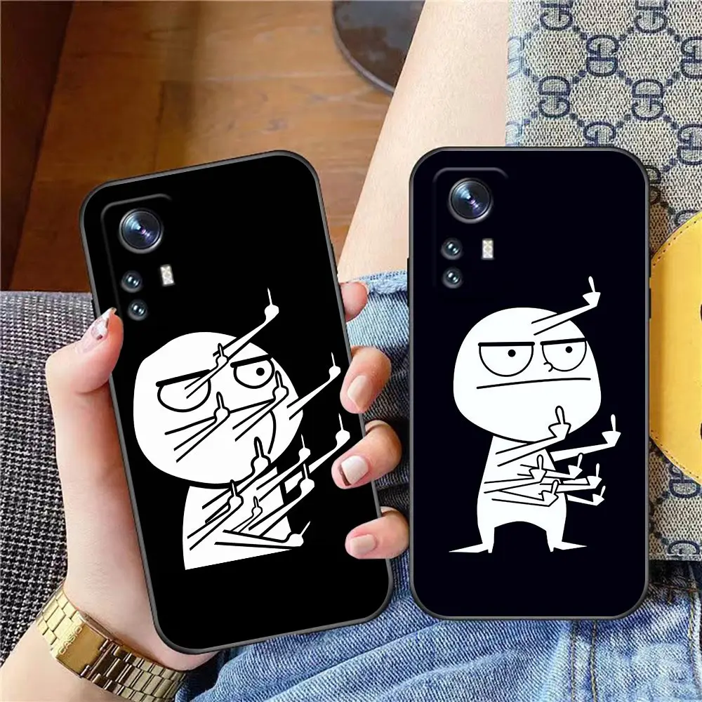 

Cute Funny Man Middle Finger Cover Phone Case For Xiaomi 11 11X 11T 12 12X Poco F1 X3 M3 F3 GT M4 X4 NFC Pro Lite 5G NE TPU Case