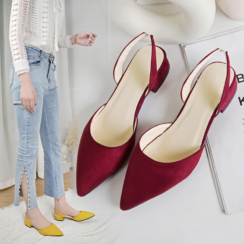 

Женские туфли-лодочки без застежки, офисные однотонные туфли на толстом каблуке, с острым носком, в стиле принцессы, модные босоножки телесн...