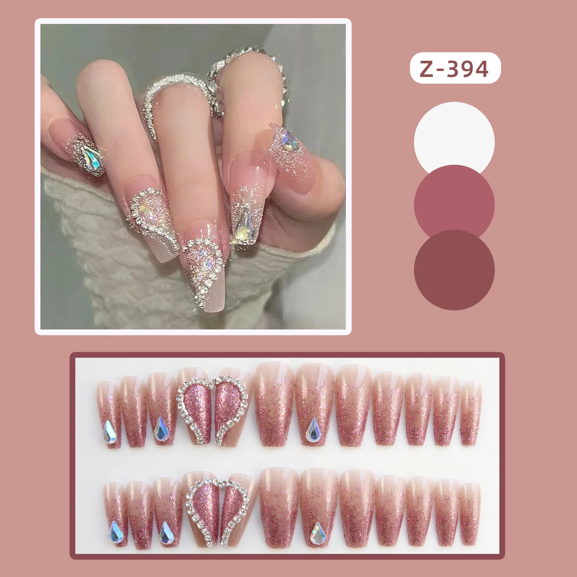

Free Shipping 24 Pieces/box of Sexy Love Fake Nails Tip Flashing Heaven Tear Design Girl Nails Press on Nails Beauty Products