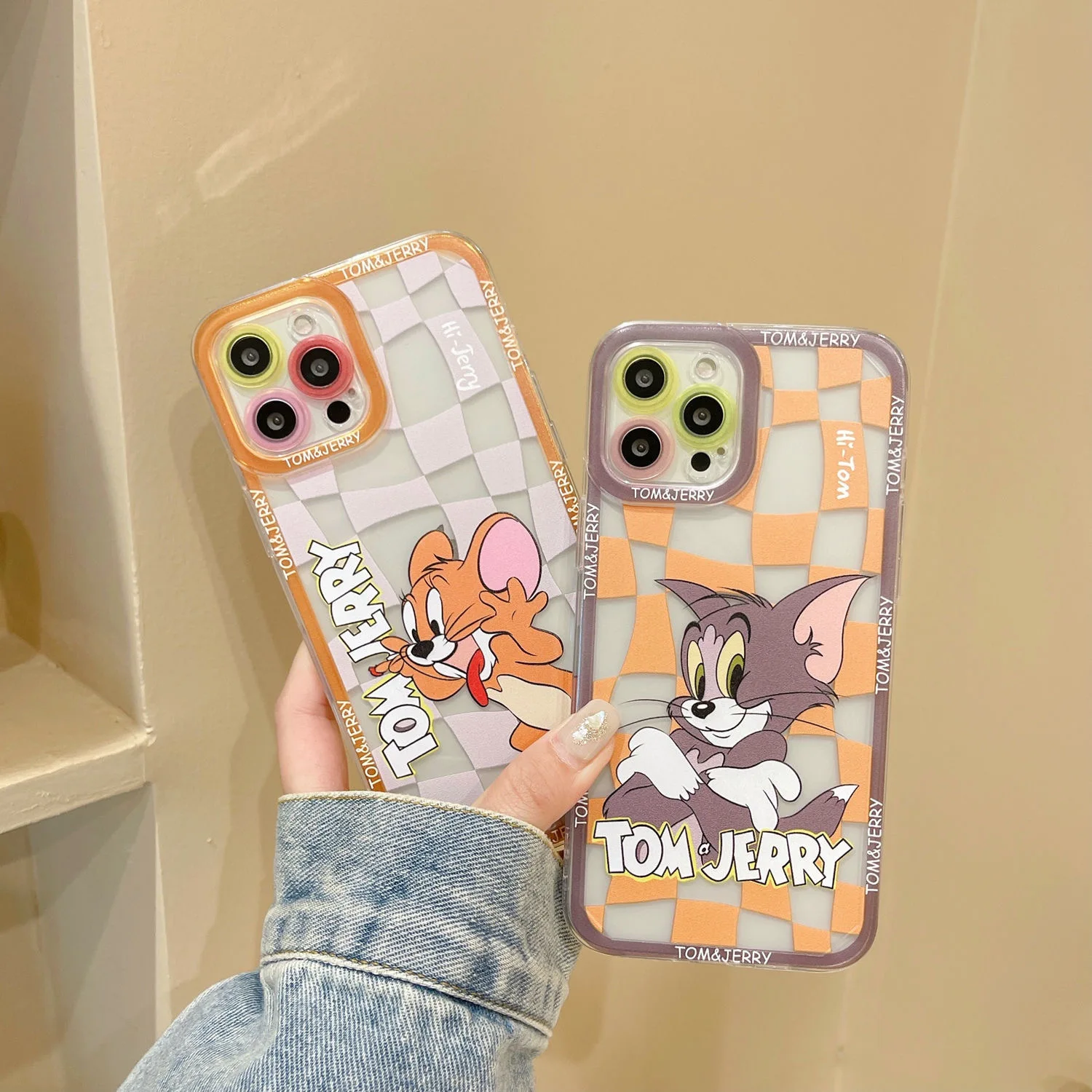 

2022 Tom and Jerry Phone Case For Iphone 11 12 13 Pro Max X Xs Xr 7 8 Plus Angel Eyes Transparent Protector Cover