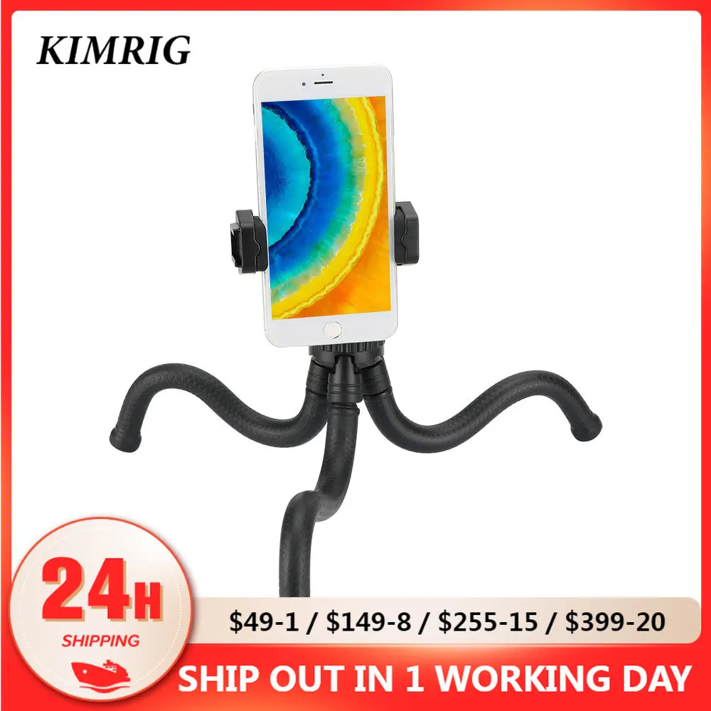 

Tripod For Phone Mobile Camera Octopus Holder Smartphone Selfie Stick Flexible Mini Tripod With Button Semi-automatic Phone Clip