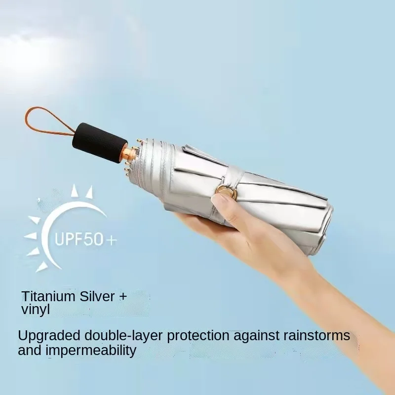 Boutique Umbrella Double Layer Titanium Silver Black Glue Female Sunny Dual-use Sun Sunscreen |