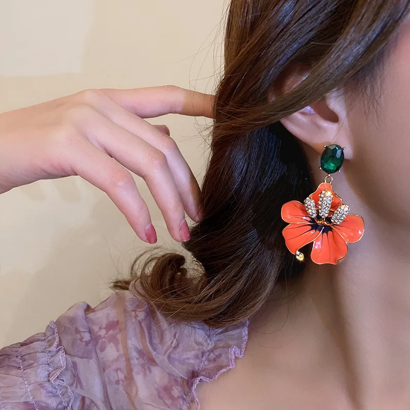 

Роскошные Большие оранжевые бриллиантовые эмалевые серьги на Хэллоуин для женщин, модные дизайнерские ювелирные изделия для вечеринок, подарок