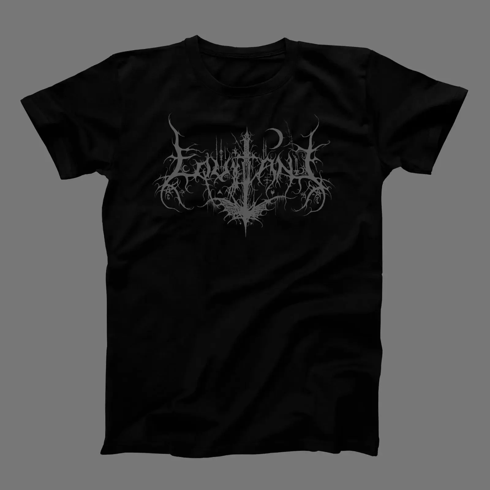 Фото Футболка EQUITANT LOGO I 1993 Dungeon Synth Mortiis Cernunnos Woods ABSU, винтажная, с эффектом потертости, для повседневной носки, с графическим принтом №1
