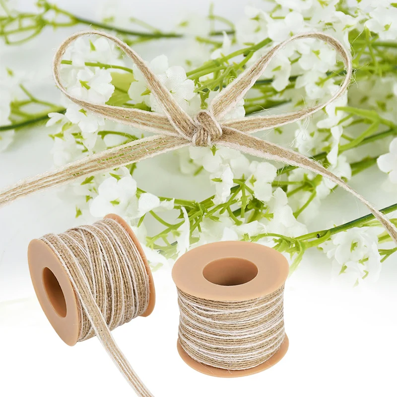 

1/2 Pcs Jute Burlap Rolls Hessian Ribbon Gift Wrapping Packing Ribbon DIY Bows Crafts Vintage Rustic Party Wedding Decoration