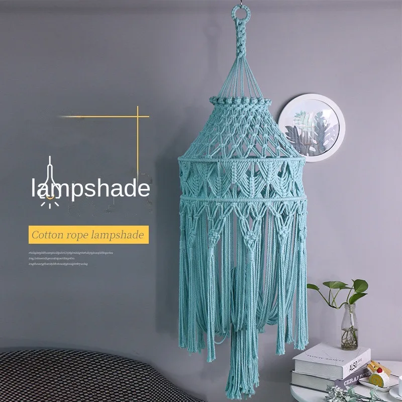 Богемная плетеная люстра ручной работы с абажуром хлопковый шнур ручная работа
