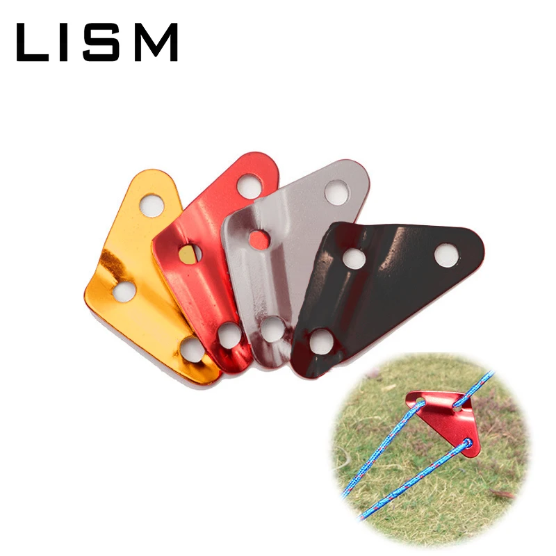 

5pcs Tent Wind Rope Stopper Aluminum Alloy 3 Holes Triangle Camping Anwing Guyline Tensioner Fastener Kit Canopy Rope Adjuster