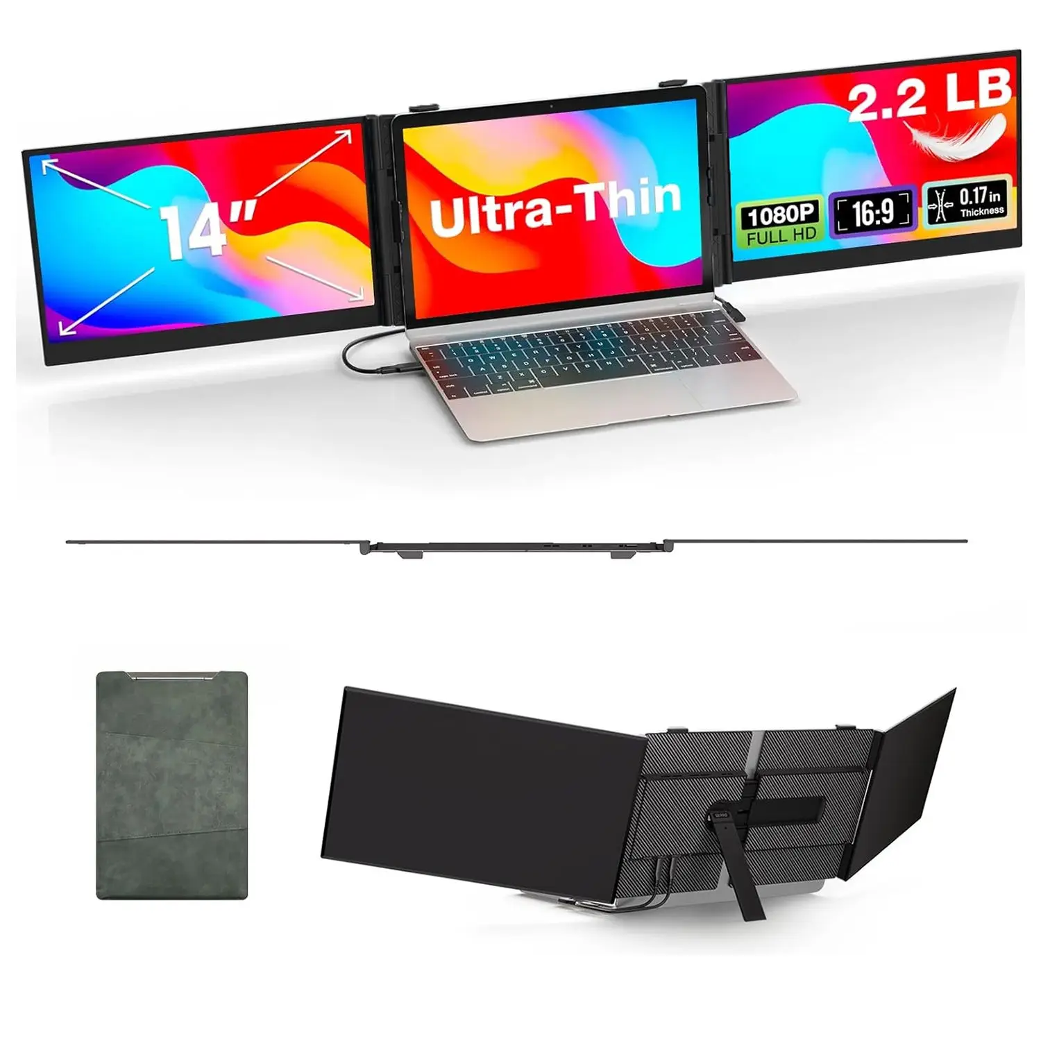 Фото 2026unique Kwumsy OEM ODM S8 PRO Тройной удлинитель экрана ноутбука Двойной 14-дюймовый портативный тройной экран 1080P для ноутбука №2