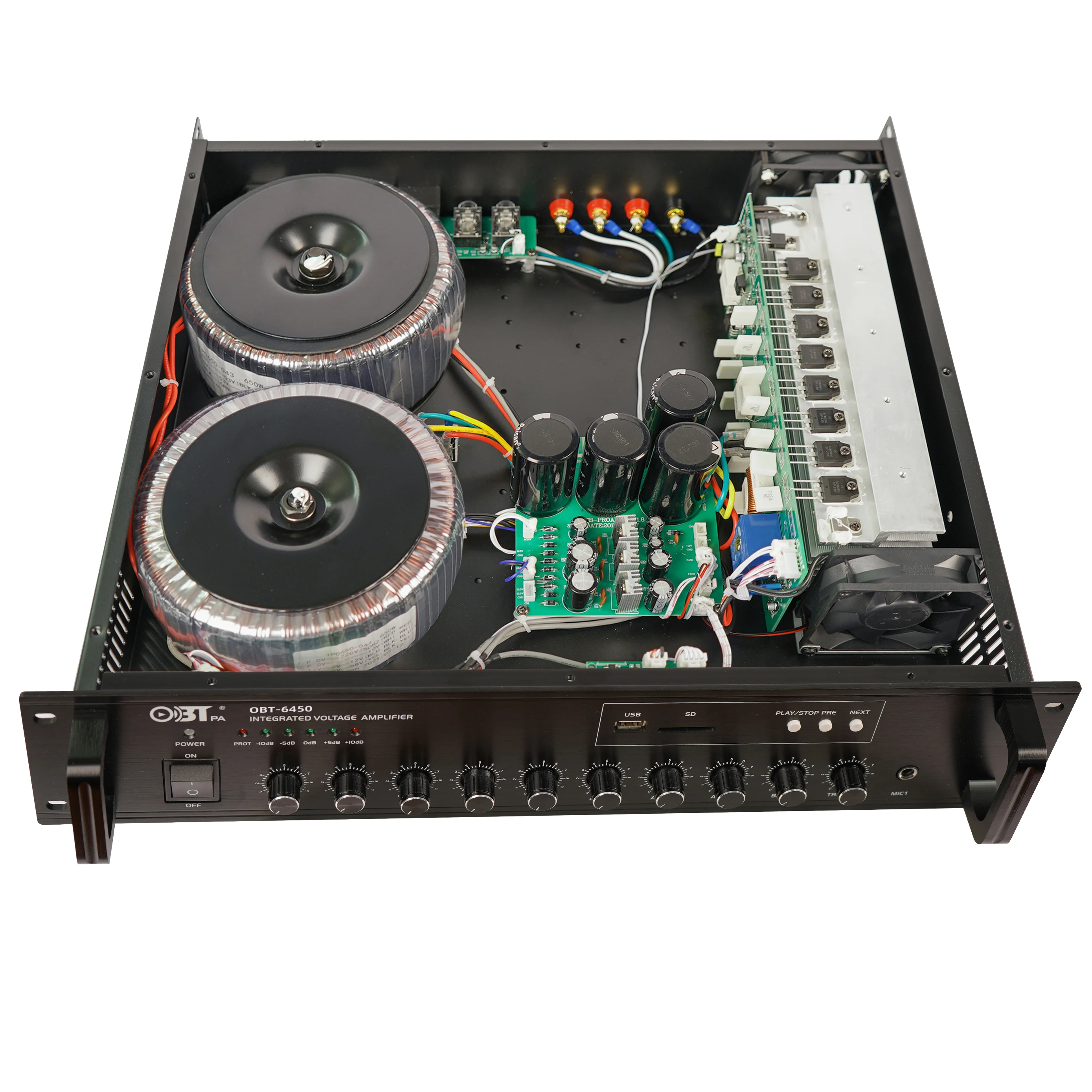 Фото Obt-6450 450 Вт 1,5u Стандартный 19-дюймовый Dj-усилитель Цена Usb Аудио Усилитель мощности №2