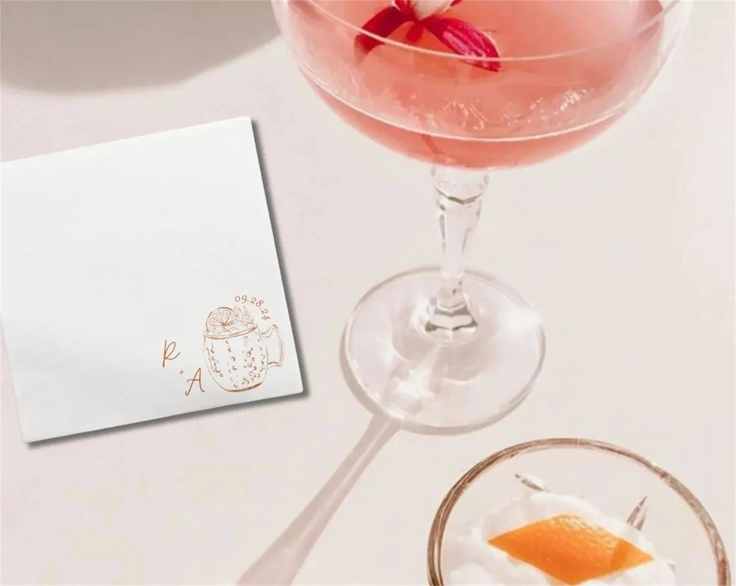 50 шт. персонализированные салфетки COCKTAIL с монограммой на заказ мартини для