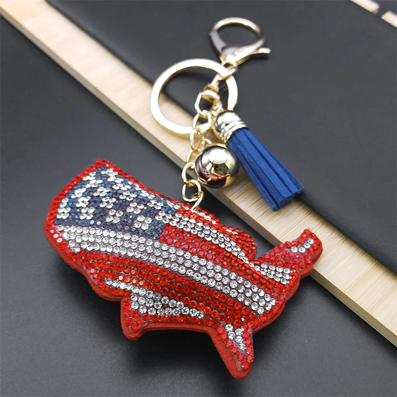 Брелок с американским флагом для женщин и мужчин брелок ключей золотого цвета