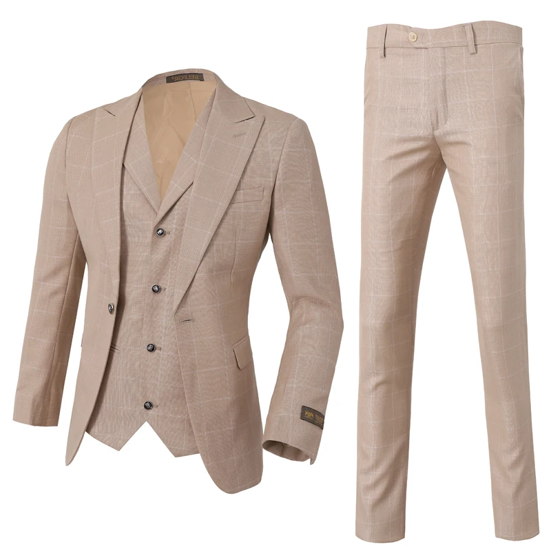 

(Пиджак + жилет + брюки) изысканный модный мужской клетчатый шерстяной деловой костюм для отдыха высококачественный деловой костюм для вече...