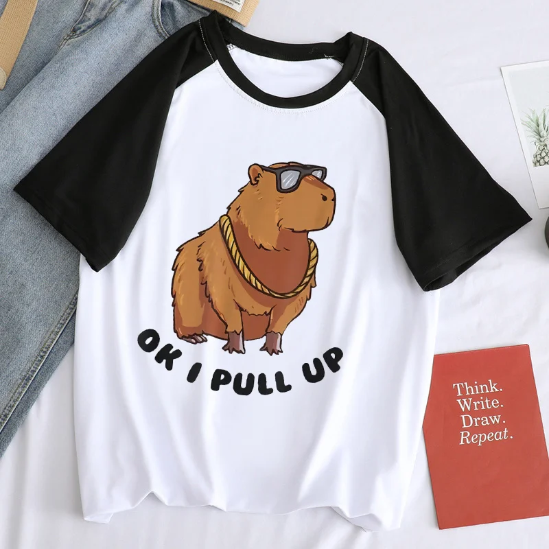 

Футболка Capybaras, Мужская Винтажная футболка, повседневная Винтажная футболка Манга