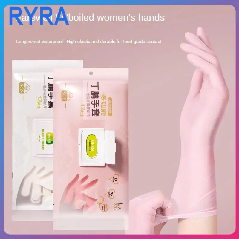 

Dustproof Kitchen Dishwashing Waterproof High-quality Rubber Has High Elasticity Nitrile Gloves Oil Smoke Household Gloves