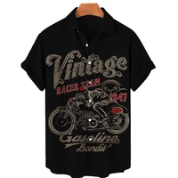 2022 mens mmotorcycle shirt vintage print mens shirt 66letter pattern summer short sleeve t shirt lapel button casual shirt