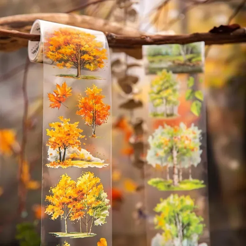 1 рулон ленты 2 м ПЭТ дерево лес лапбук материал петли наклейки красный кленовый