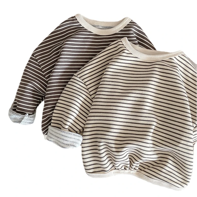 

Baby Boys Girls Clothes Children Cotton Fashion Striped Sweatshirts Kids Infant Autumn Spring Tops Korean Style T-shirt Sweaters