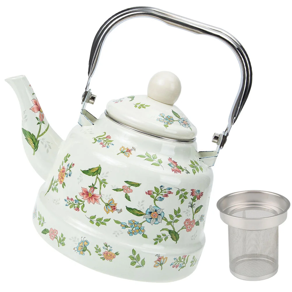 

Kettle Tea Teapot Enamel Ceramic Water Stove Vintage Japanese Loose Coffee Porcelain Floral Safe Stovetop Pot Strainer Chinese