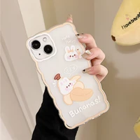 wave banana rabbit transparent phone case for iphone 13 11 12 pro x xr xs max mini 7 8 plus lovely shockproof cartoon soft cover