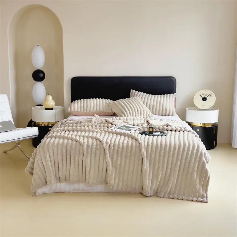 Теплое одеяло высокой плотности из кроличьего меха постельное белье коралловый