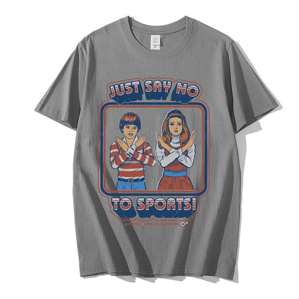 

Футболка с принтом Say No To Sports, винтажная уличная футболка в стиле Харадзюку, топы большого размера с коротким рукавом в стиле унисекс для муж...