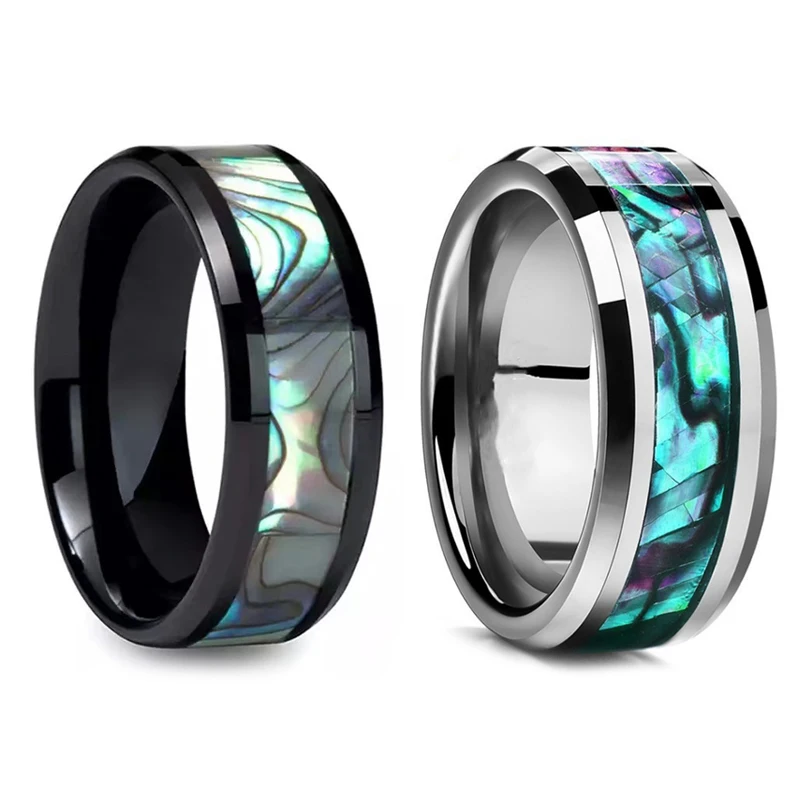 

Creative Shell Pattern Men's Punk Ring Stainless Steel Finger Rings Classic Wedding Band Tungsten Carbide Ring Women Jewelry