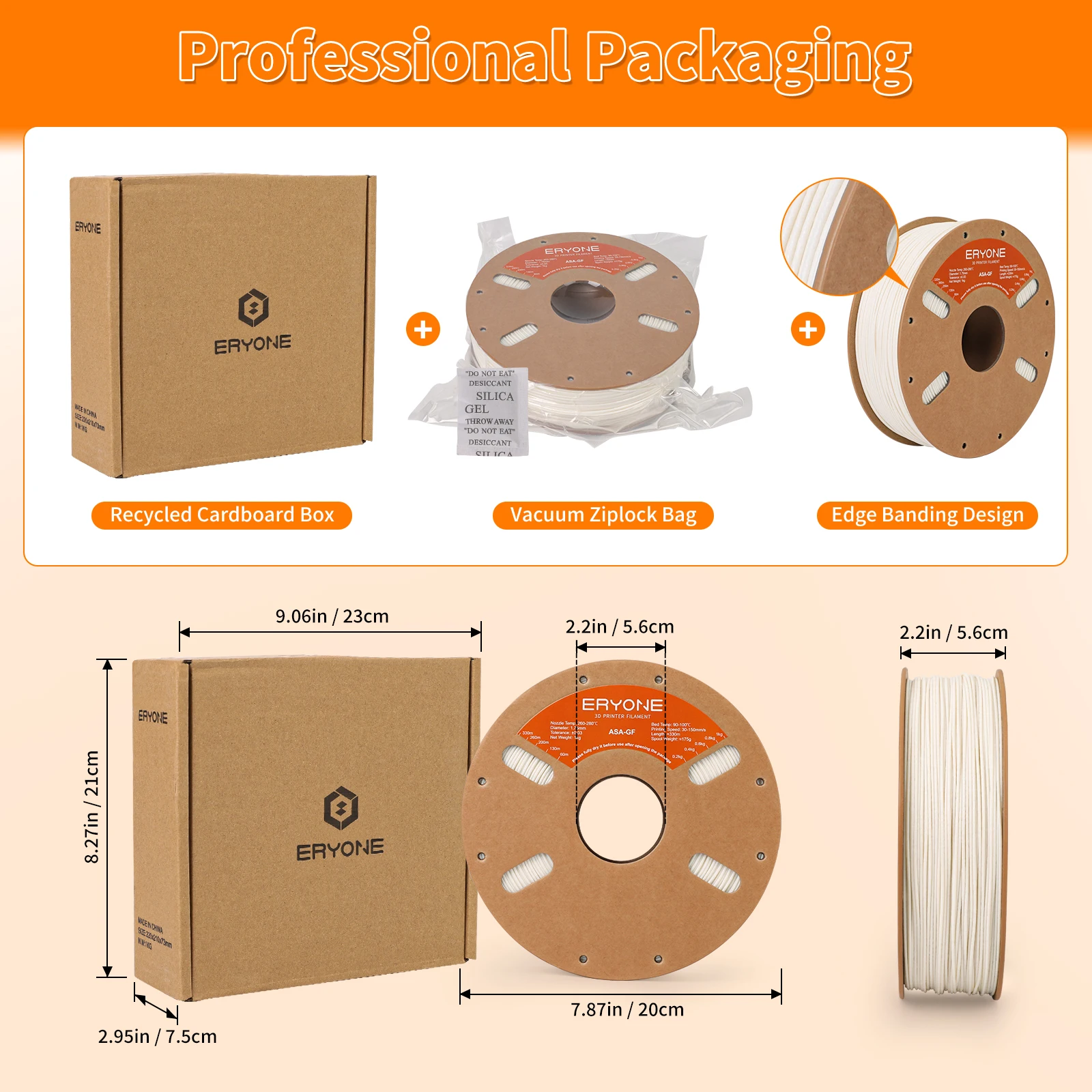 ERYONE Filament ASA из стекловолокна нить GF для 3D-печати 1 75 мм +/- 0 03 кг (2 2 фунта)/катушка